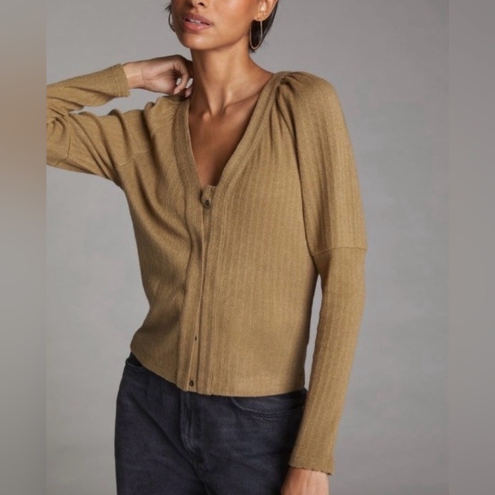 Anthropologie Puff Shoulder Cardigan Sweater | Large